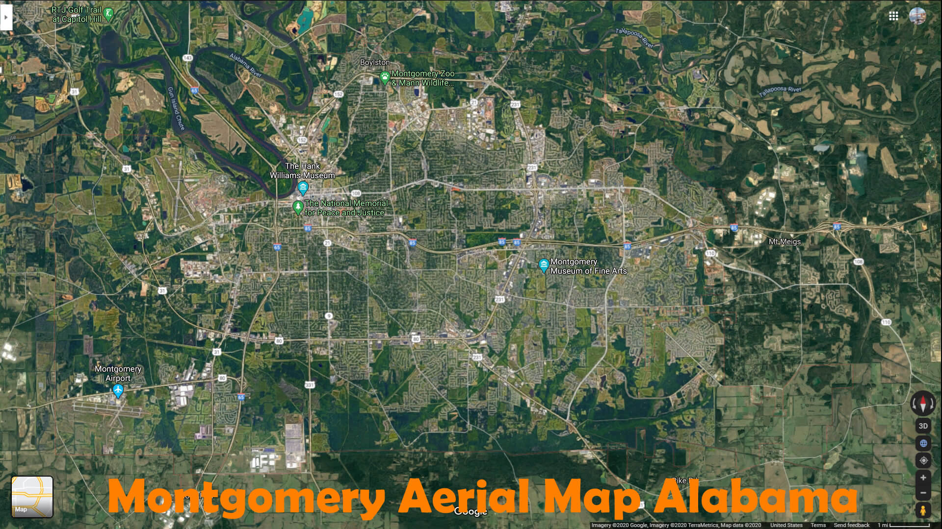 Montgomery Aerien Carte Alabama